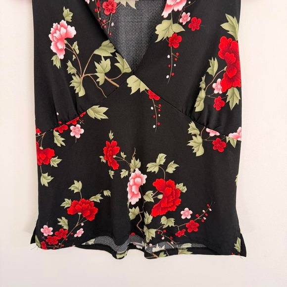 Y2K BLACK CDW FLORAL HIGH NECK TOP - Picture 4 of 6